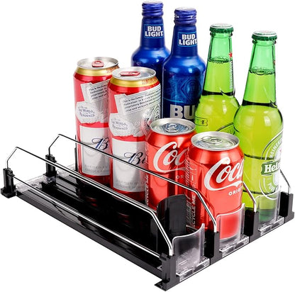 Rolling Soda Can Organizer and Automatic Soda Can Organizer for Refrigerator for Beer Soda Seltzer Drink Pop Cans Holder Storage Pantry Organization