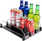 Drink Dispenser for Refrigerator, Self-Pushing Soda Can Organizer for Fridge, 3 Rows has been Assembled, Automatic Can Organizer with Spring Loaded for Refrigerator Holds 12 cans, Black