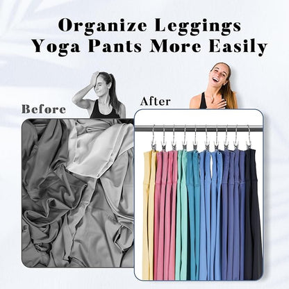 HOUSE DAY Legging and Yoga Pants Hangers with Clips 60 Pack, Closet Organizer Clips, Space Saving Hanging Clips for Hat, Bag, and Home Storage - Ivory
