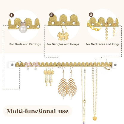Earring Organizer Wall Mounted 4 Pack Earring Holder Hanging Jewelry Organizer Display for Stud/Hoop/Dangle Earring Necklace Bracelet Ring