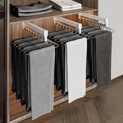 Pull Out Closet Rod Jeans Hangers for Closet Adjustable Heavy Duty Clothes Storage Hanger Closet Valet Rod Extending Rail Trousers Rack for Closet Retractable Closet Pull Out Rod (Color : 55cm-2 pc