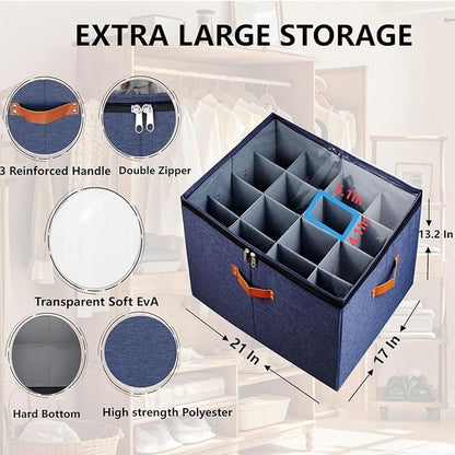2-Pack,Shoe Organizer for Closet, Foldable shoe storage,Adjustable Shoe Storage Containers,Fits up to 32 Pairs, Clear Foldable Shoe Storage (2-Pack,gray+dark gray)