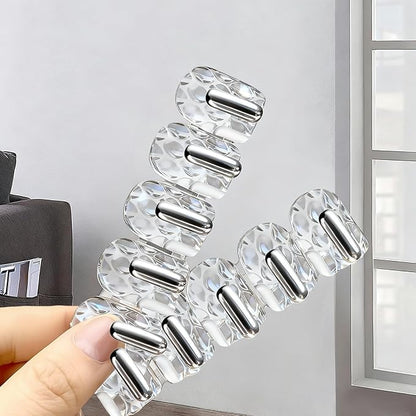 Gesodant 8 Pack Hanging Jewelry Organizer, Self-adhesive Jewelry Hooks, Clear Wall Mounted Jewelry Hanger, Necklace Display Holder, 40 Hooks in Total