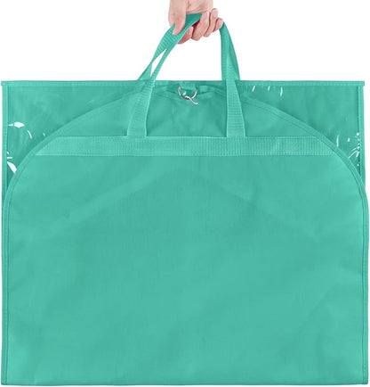 KEEGH Clear Garment Bags for Dance Costumes 40 inch Dance Garment Bags for Dancers Hanging Clothes for Closet Storage, with 4 Zipper Pockets for Dance Competitions, Ballet, Theatre, 6 Pack, Green
