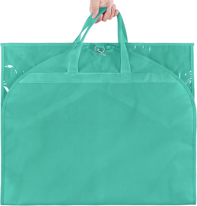KEEGH CLear Garment Bags for Dance Costumes 40 inch Dance Garment Bags for Dancers Hanging Clothes for Closet Storage, with 4 Zipper Pockets for Dance Competitions, Ballet, Theatre, 2 Pack, Green
