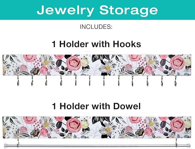 2 Piece Fashion Jewelry Holder Set (Pink and Blue Floral)