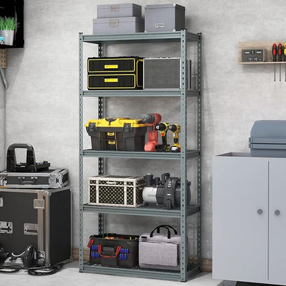 Goplus 5-Tier Metal Shelving Unit, Heavy Duty Wire Storage Rack with Anti-Slip Foot Pads, Height Adjustable Shelves for Warehouse, Kitchen, Living Room, Garage, 15.5" D×35.5" W×72" H