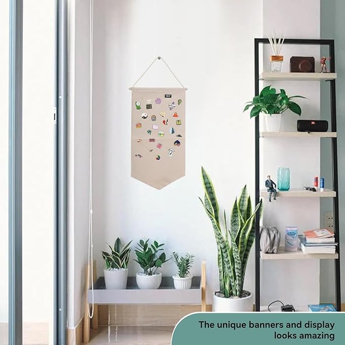 Cyrank Hanging Brooch Pin Storage Organizer, Enamel Pin Wall Display Banner Wall Hanging Brooch Jewelry Storage Case for Display Pins, Buttons and Lapel Collections