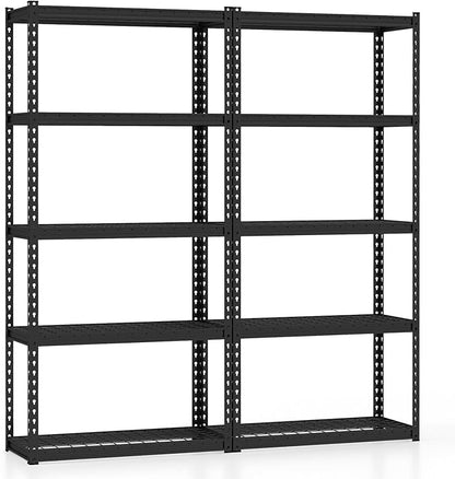 Goplus 5-Tier Metal Shelving Unit, 2 Pack Heavy Duty Wire Storage Rack with Anti-Slip Foot Pads, Height Adjustable Shelves for Warehouse, Kitchen, Living Room, Garage, 15.5" D×35.5" W×72" H
