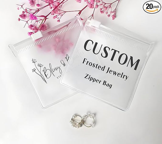 Generic 20-100pcs Personalized Frosted Jewelry Zipper Bags, Custom Jewelry Resealable Storage Bags, Custom Jewelry Bags for Necklaces, Earrings,Rings and Other Accessories (6x8cm (2.36''x3.14''))