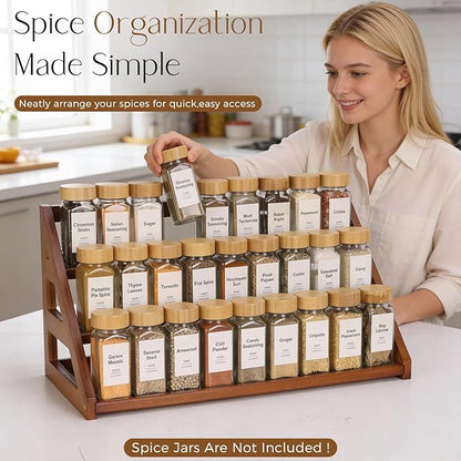 Bamboo 3 Tier Spice racks, Kitchen Seasoning Spices Rack, Spice Organizer, Suitable for Spice Organizers Such as Sitchen Countertops, Stoves, Sorage Rooms (XXL)