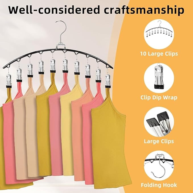 3 Pack Legging Organizer for Closet,Metal Yoga Pants Hanger with 10 Clips Hold 30 Leggings,Jeans,Hats,Bras,Shorts,Socks,Space Saving Hanging Closet Organizers and Storage,Black