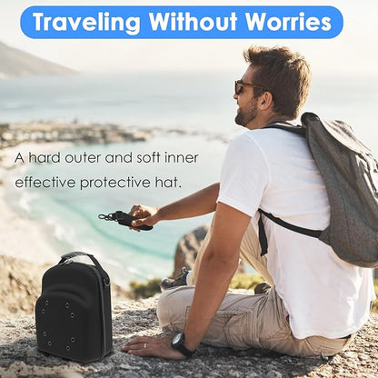 2 Pcs Hard Travel Hat Cases, Hat Box Organizer Holder with Handle & Shoulder Strap, Portable Baseball Cap Organizer for Home Traveling Use, Protect up to 15 Hats