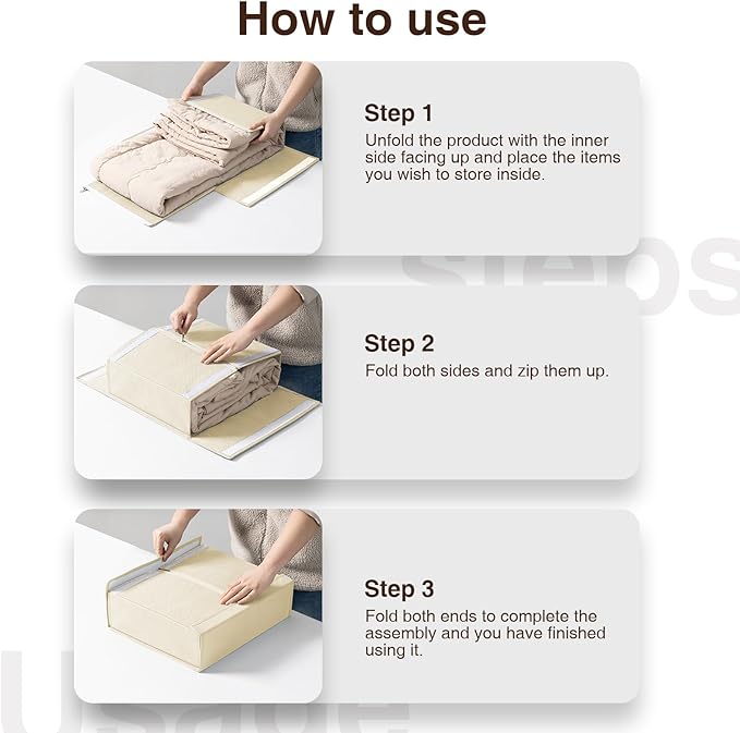 DIMJ Bed Sheet Organizers and Storage 6 Pack - Foldable Sheet Holder for Linen Bedding Storage Box for organization, Sheets Set Holder for Blanke, Towel (King & Queen Size), Beige