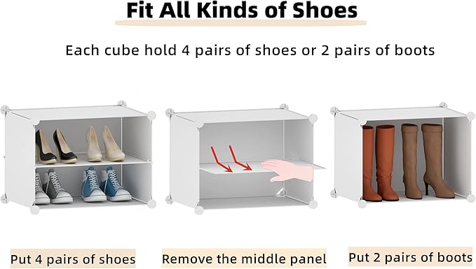 Shoe Rack Organizer, 24 Pair Shoe Storage Cabinet with Door Expandable Plastic Shoe Shelves for Closet,Entryway,Hallway,Bedroom,6 Tier