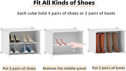 Shoe Rack Organizer, 24 Pair Shoe Storage Cabinet with Door Expandable Plastic Shoe Shelves for Closet,Entryway,Hallway,Bedroom,6 Tier