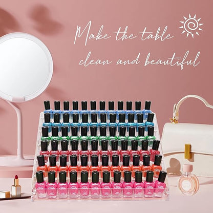 Acrylic Nail Polish Organizer Rack, 6 Tier Holder Stand, Paint Rack Gel Nail Polish Shelf Display, Sunglass Organizer, Essential Oils Storage Shelf, Holds Up to 72 Bottles