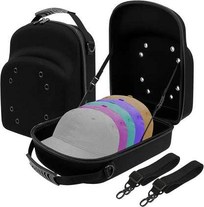 2 Pcs Hard Travel Hat Cases, Hat Box Organizer Holder with Handle & Shoulder Strap, Portable Baseball Cap Organizer for Home Traveling Use, Protect up to 15 Hats