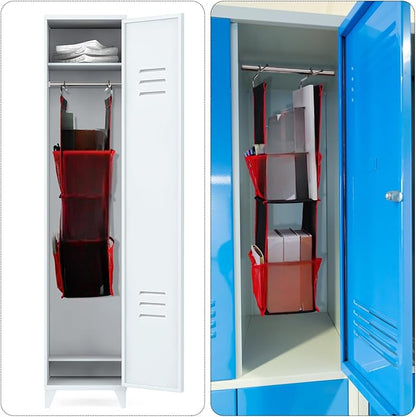 1 PC Hanging Locker 2 Layer Shelves Hanging Locker Organizer Accessories for Office School Gym Closet Home Supplies(Red)