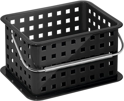 iDesign Plastic Shower Caddy Basket with Handle for Bathroom or College Dorm - Black - Made in USA