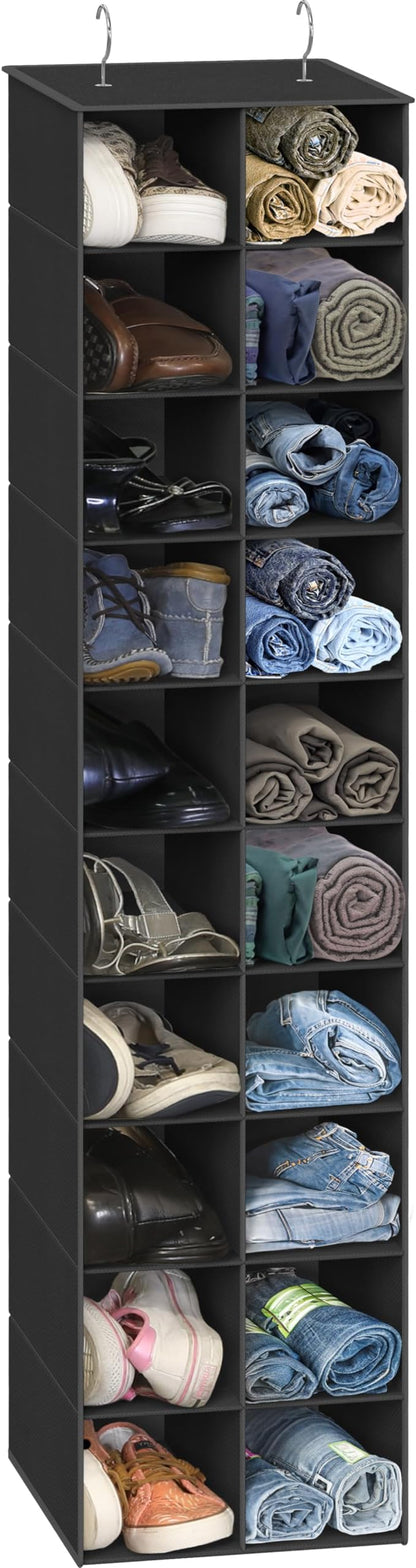 Simple Houseware 20 Section Shelves Hanging Shoes Organizer Holder for Closet, Black