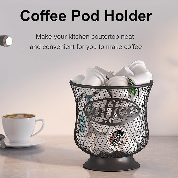 ITHSKUILL Coffee Pod Holder, Large K Cup Organizer, Large Capacity K Cup Storage for Keuring Espresso Capsule Coffee Creamer, Easy to Refill and Organize for Cafe Bar, Coffee Bar Decor
