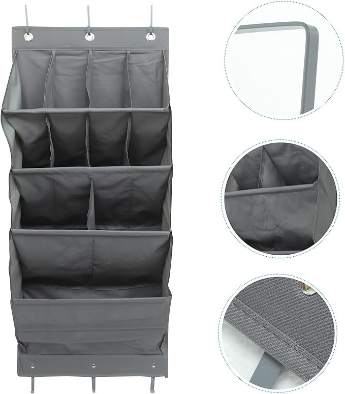 OSALADI Large Capacity Hanging Bag Pendant Over Door Organizer with Compartments Multi-layer Shoe and Item Storage Pouch for Home Slippers Shoes Bags Umbrellas and Nursery Essentials Gray