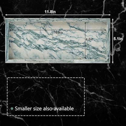Natural Marble Vanity Tray, Luxury Stone Organizer for Bathroom & Kitchen Counter | Holds Soap Dispenser, Jewelry, Perfume | Non-Resin, Non-Ceramic Décor