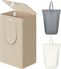 WOWLIVE 100L Laundry Hamper with Lid, Large Foldbale Laundry Basket with 2 Removable Bags and Handles, Tall Collapsible Dirty Clothes Hamper for Laundry Room, Bathroom, Dorm (Wheat)