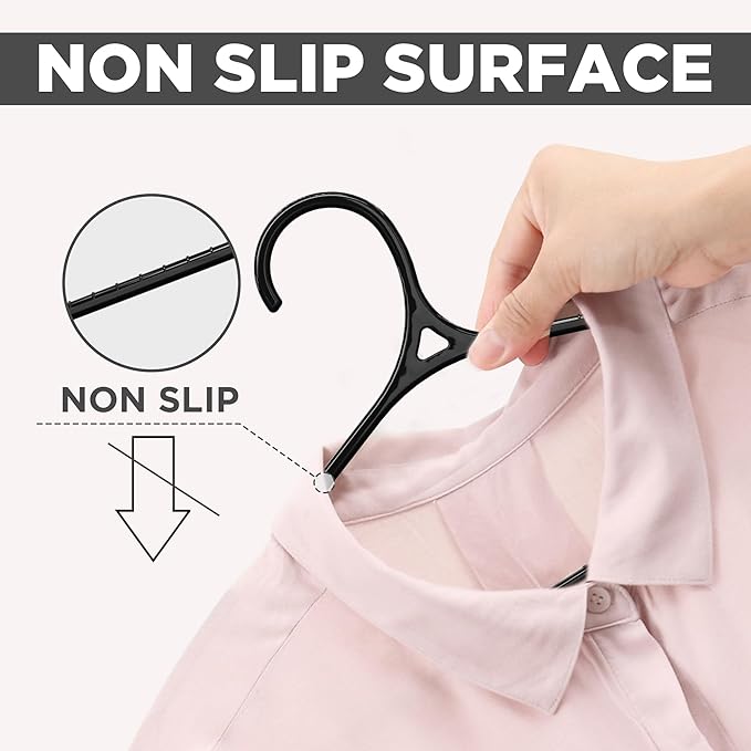 Utopia Home Clothes Hangers - Standard Plastic Hangers Space Saving - Durable Coat Hangers 50 Pack (Black)