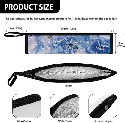 COEQINE Marble Portable Utesil Case Large For Travel Lightweight Leafproof Marble Silverware Bag Portable Leak-proof Holder for Kitchen Fit 11.8 x 2.7 inch
