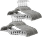 ManGotree Pants Hangers with Movable Clips, Non-Slip Velvet Skirt Hangers, Space-Saving Clothes Hangers for Pants, Skirts, Shirts, Coats, Dresses (32 Pack, Grey)