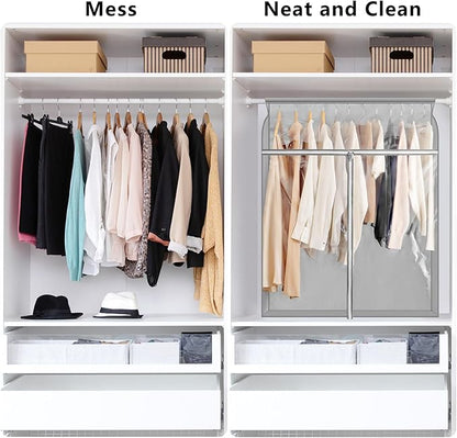 Garment Bags for Hanging Clothes Storage Closet Garment Rack Cover Dust Proof Coat Protector for Suits Jackets with Large Clear Window (Grey)
