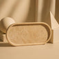 Natural Travertine Oval Bathroom Vanity Tray – 12”x6” Stone Tray for Countertop, Perfume & Jewelry Display | Solid 2cm Thick, Authentic Turkish Travertine
