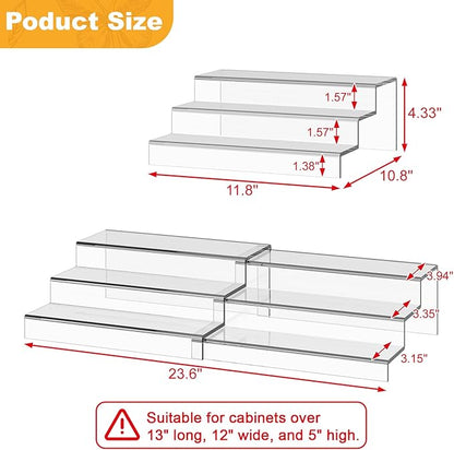 Adjustable Acrylic Can Rack Organizer for Pantry, 3 Tier Expandable Canned Storage Holder, Soda Can Dispenser Shelf Holds Up to 24 Cans, Clear Canned Display for Cabinet & Countertop (Patent Pending)
