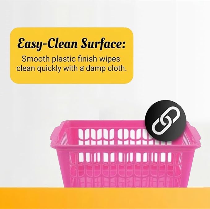 YBM HOME Plastic Perforated Storage Basket Bin Office Drawer, Shelf Desktop Countertop Tray Organizer 32-1188 (12, Pink)