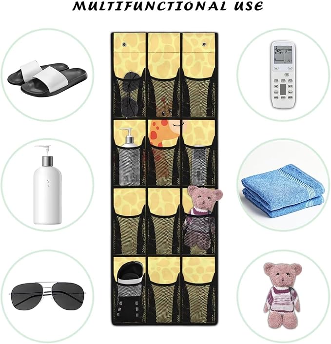 Giraffes Over the Door Shoe Organizer,Behind Door Shoes Hang Holder Rack,Hanging Shoe Storage Hanging Bag Unique Print