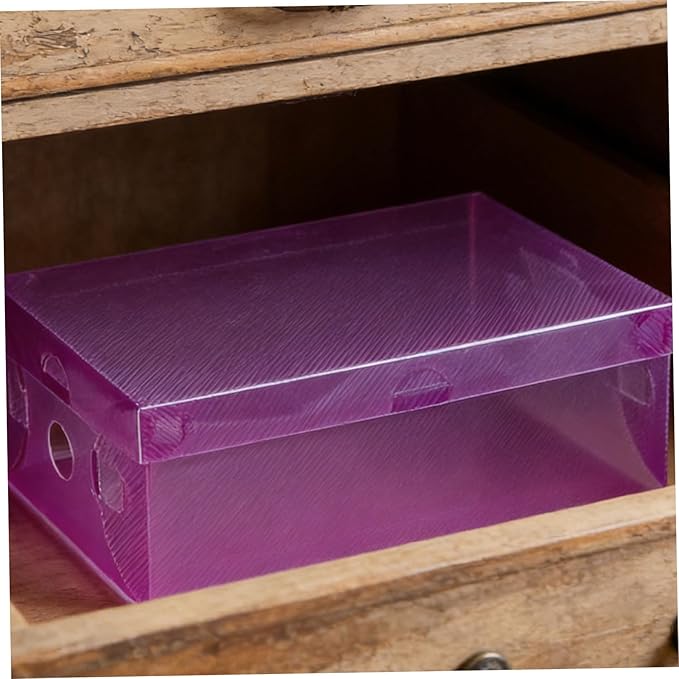 LABRIMP 7 Pcs Foldable Shoe Storage Boxes Set Thickened Pp Plastic Shoe Organizer Containers with Lids for Men Women 27.5×18×9.5cm Multi-color