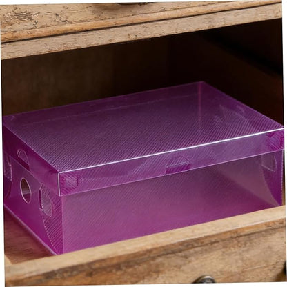 LABRIMP 7 Pcs Foldable Shoe Storage Boxes Set Thickened Pp Plastic Shoe Organizer Containers with Lids for Men Women 27.5×18×9.5cm Multi-color