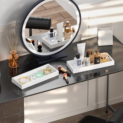 ZHWS Bathroom Vanity Tray for Countertop Decor Perfume Jewelry Toiletries, Toilet Tank Tray for Candle Bamboo Kitchen Tray for Soap Dispenser Spice Coffee Set of 2 11.3’’L x 4.4’’W x 1.14’’H