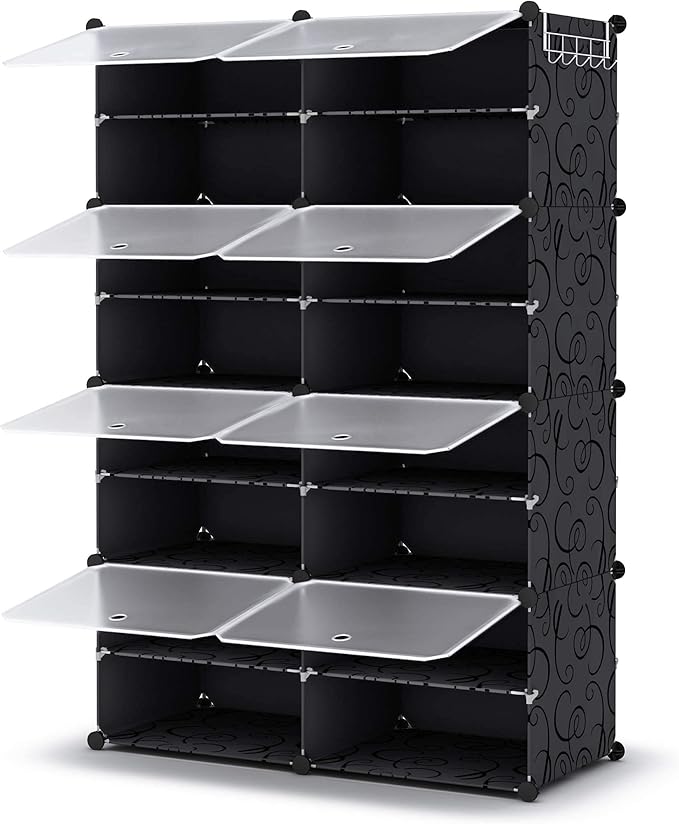 HOMIDEC Shoe Rack, 8 Tier Shoe Storage Cabinet 32 Pair Plastic Shoe Shelves Organizer for Closet Hallway Bedroom Entryway
