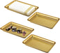 SheeChung Vintage Farmhouse Decor Metal Vanity Tray(4 Pack),Countertop Guest Hand Towel Storage Organizer Tray Dispenser, Sturdy Holder for Perfume,Cosmetics, Jewelry, Makeup Bathroom Organizer (Glod)