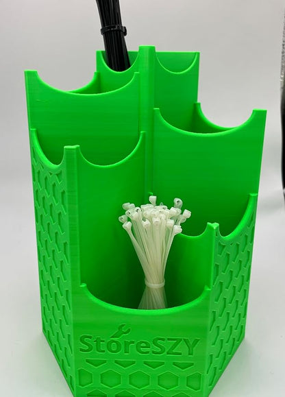 Magnetic Zip Tie Holder – Tool Organizer with Rubberized Magnets | Multiple Sizes & Colors for Garage, Shop, or Toolbox Storage (Lime Green, Tall-Multipocket)