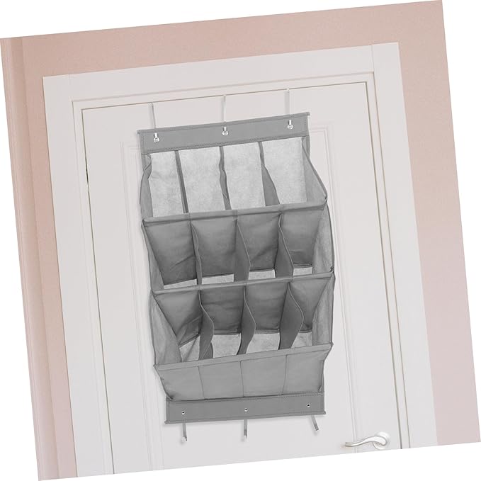 Happyyami 12Grid Hanging Shoe Organizer with Space Saving Over Door Shoe Rack for Sneakers Sandals and Accessories Tear Resistant for Closets and Apartments