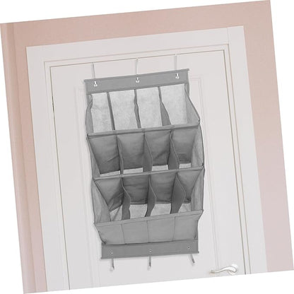 Happyyami 12Grid Hanging Shoe Organizer with Space Saving Over Door Shoe Rack for Sneakers Sandals and Accessories Tear Resistant for Closets and Apartments