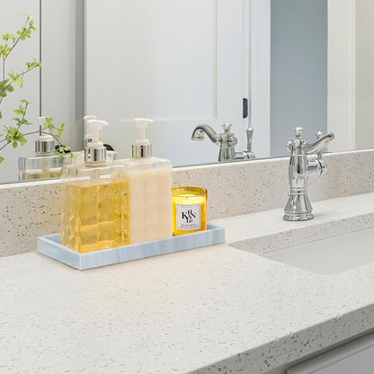 Bathroom Vanity Tray,Thick Original Silicone Soap Dispenser Tray,EGWON Shatterproof Toilet Tank Tray Vanity Tray for Dresser Tops,Bathroom for Perfume,Soap Bottle