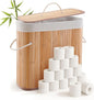 Leinuosen Bamboo Toilet Paper Storage Basket 8 Gallons/30 L Toilet Paper Organizer Holder with Lid Waterproof for Kitchen Bathroom Home(Beige,Regular)
