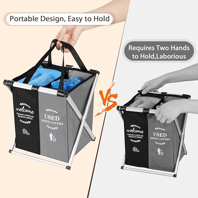 Natheeph Foldable Shoe Covers Disposable Box, Disposable Shoe Cover Dispenser Box with Please Remove Your Shoes Sign Covers for Open House Supplies Real Estate Agent Supplies with 10 Covers