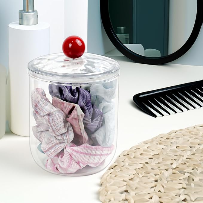 ZEXALOR Set of 2 Hair Accessories Organizer, Clear Scrunchie Holder, Plastic Vanity Organizer Geadband holder Hair Tool Storage Box, Bathroom Organizers and Storage (6“H)