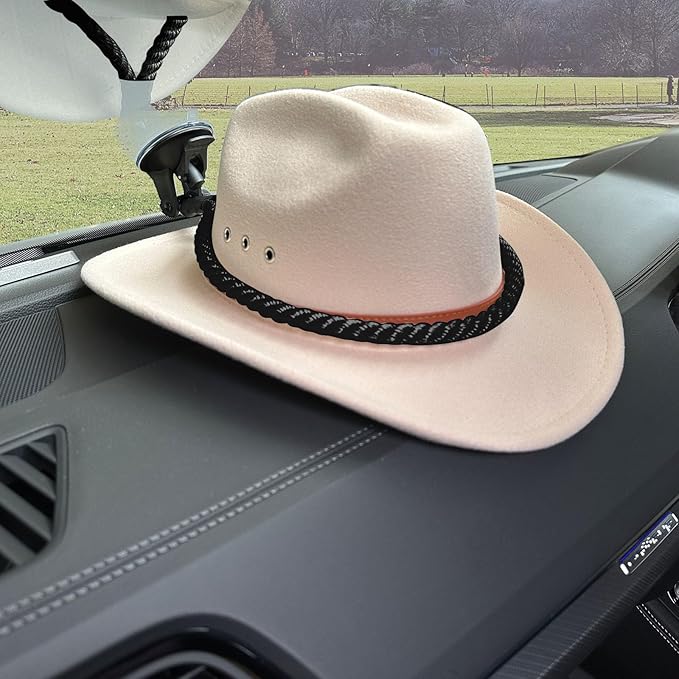 2PCS Cowboy Hat Mounts for Your Vehicle,Hat Holder for Truck Seat Car Accessories,Suction Cups are Available for Cars/Trucks/ Home Doors (Black)